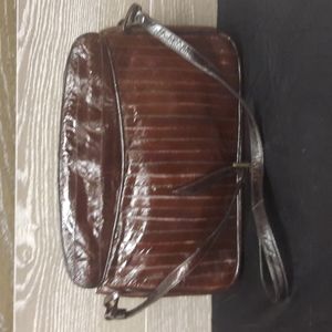 Genuine Eel skin rare black brown shoulder bag